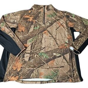 Mossy Oak Trail Crest  Stretch Pullover Shirt Hunting Tree 2XL 1/4 Zip Fleece